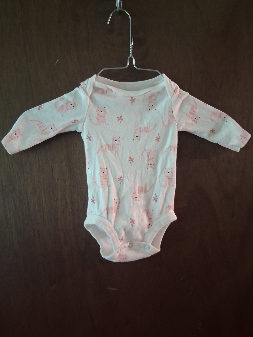 Carter's White Long-Sleeve One-Piece Bodysuit with Pink Fox Print